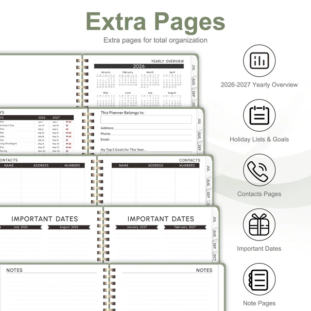 Alt view image 6 of 7 - Planner 2026-2027, Weekly and Monthly Calendar Planner, JUL 2026 - JUN 2027