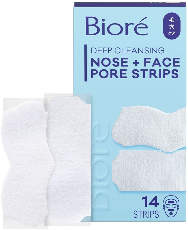 Main image of Biore Blackhead Remover Pore Strips, Deep Cleansing, Nose & Face, 14 ct