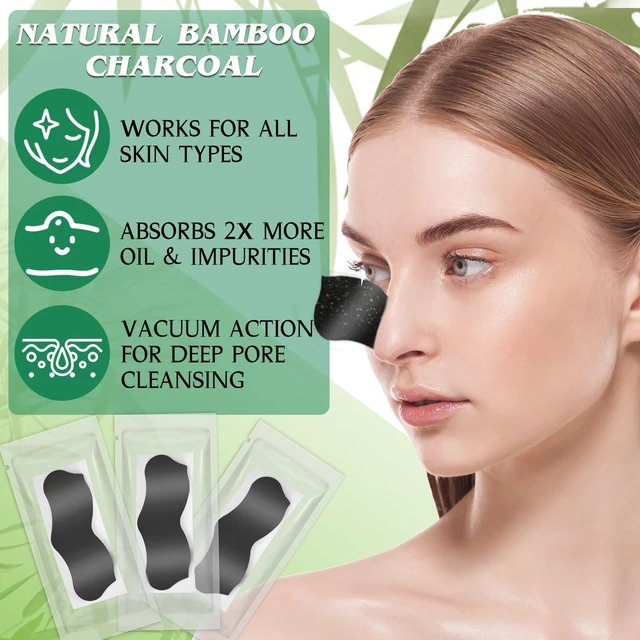 Alt view image 4 of 7 - Blackhead Remover Strips, Deep Cleansing Pore Strips, Instantly Unclogs Pores & Controls Oil, Charcoal Nose Strips for Men & Women, Suitable for All Skin Types (10 Counts)