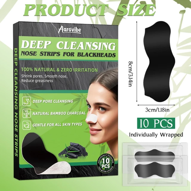 Alt view image 7 of 7 - Blackhead Remover Strips, Deep Cleansing Pore Strips, Instantly Unclogs Pores & Controls Oil, Charcoal Nose Strips for Men & Women, Suitable for All Skin Types (10 Counts)