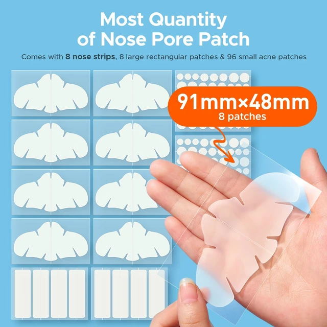 Alt view image 2 of 7 - TKTK Hydrocolloid Pimple Patches, XL Nose Pore Strips 91 x 48 mm, 112 Count