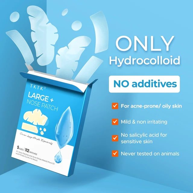 Alt view image 7 of 7 - TKTK Hydrocolloid Pimple Patches, XL Nose Pore Strips 91 x 48 mm, 112 Count