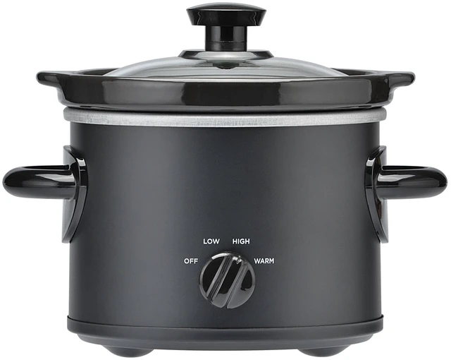 Main image of Mainstays 2 Quart Round Slow Cooker, with Matte Black Finish and Glass Lid