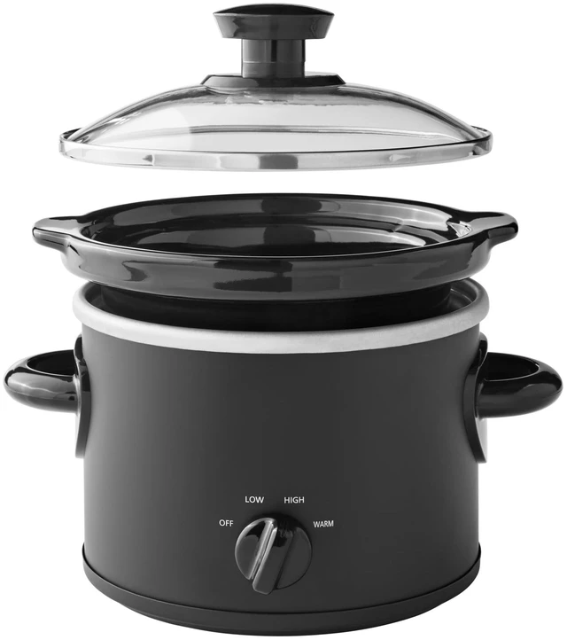 Alt view image 4 of 6 - Mainstays 2 Quart Round Slow Cooker, with Matte Black Finish and Glass Lid