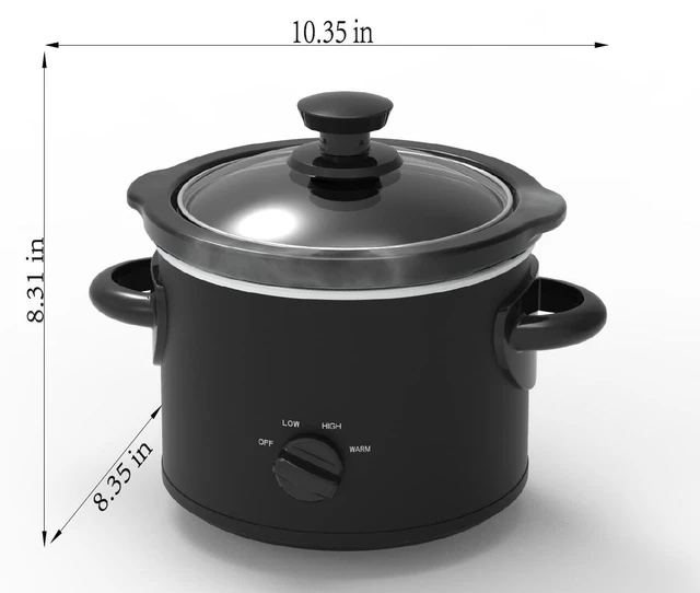 Alt view image 6 of 6 - Mainstays 2 Quart Round Slow Cooker, with Matte Black Finish and Glass Lid
