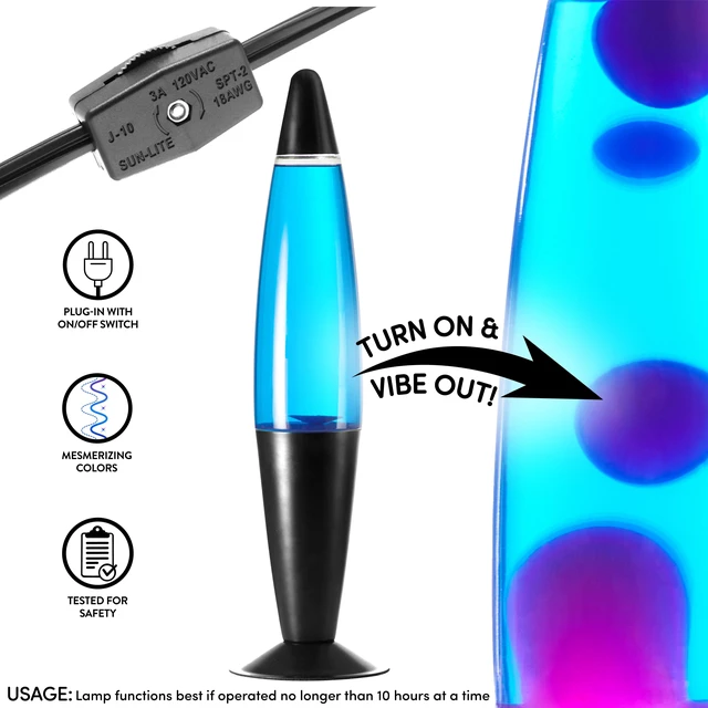 Alt view image 5 of 6 - Urban Shop 16" Galaxy LED Motion Volcano Lamp, Purple Wax in Blue Liquid, Black Metal Base