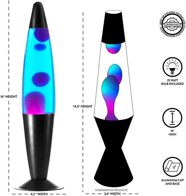 Alt view image 6 of 6 - Urban Shop 16" Galaxy LED Motion Volcano Lamp, Purple Wax in Blue Liquid, Black Metal Base