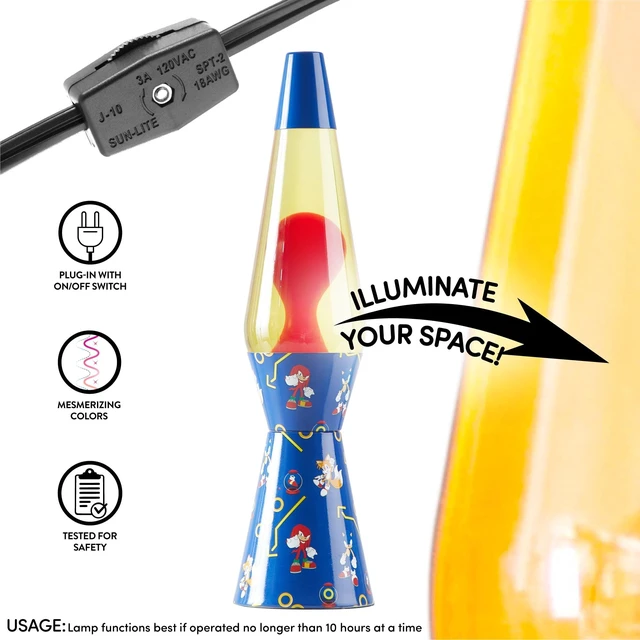 Alt view image 3 of 5 - Sonic The Hedgehog 16" Motion Lamp, Red Wax with Yellow Liquid