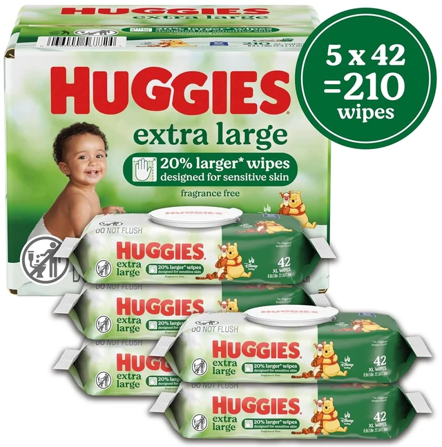 Alt view image 5 of 6 - Huggies Extra Large Baby Wipes, Unscented, 5Packs, 210Wipes