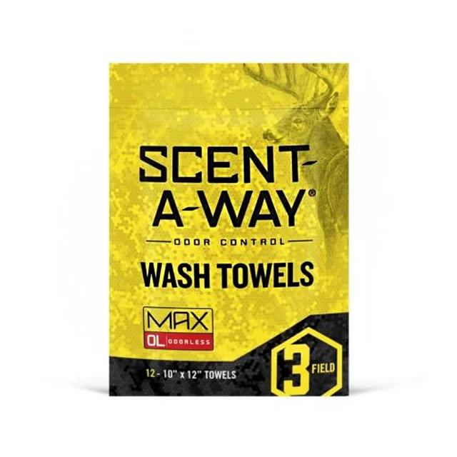 Main image of Hunters Specialties Scent-A-Way MAX Odorless Wash Towels 12 Pack 10"x12" Body Wipes