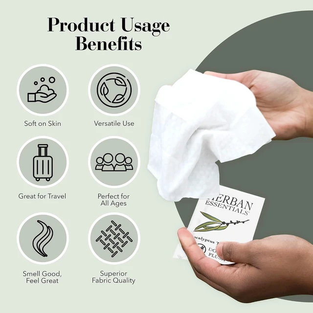 Alt view image 7 of 7 - Herban Essentials Eucalyptus Wipes and Towelettes, Essential Oil, 7 Count