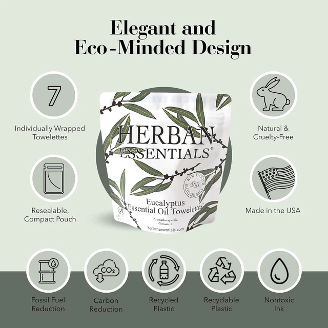 Alt view image 5 of 7 - Herban Essentials Eucalyptus Wipes and Towelettes, Essential Oil, 7 Count