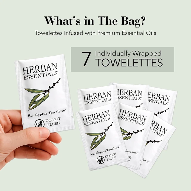 Alt view image 3 of 7 - Herban Essentials Eucalyptus Wipes and Towelettes, Essential Oil, 7 Count