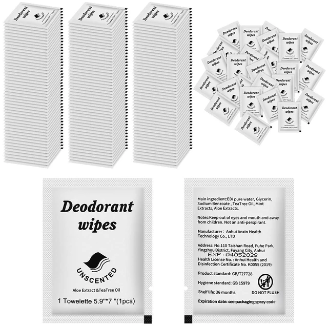 Main image of Twoworld 50 Individually Wrapped Travel Deodorant Body Wipes Bulk
