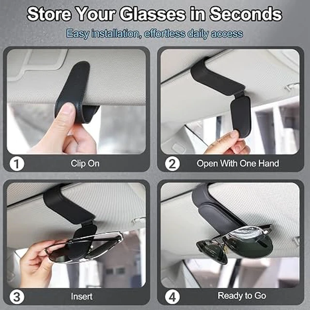 Alt view image 5 of 6 - Magnetic Leather Sunglass Holder for Car, Eyeglasses Clip for Visor(Black)