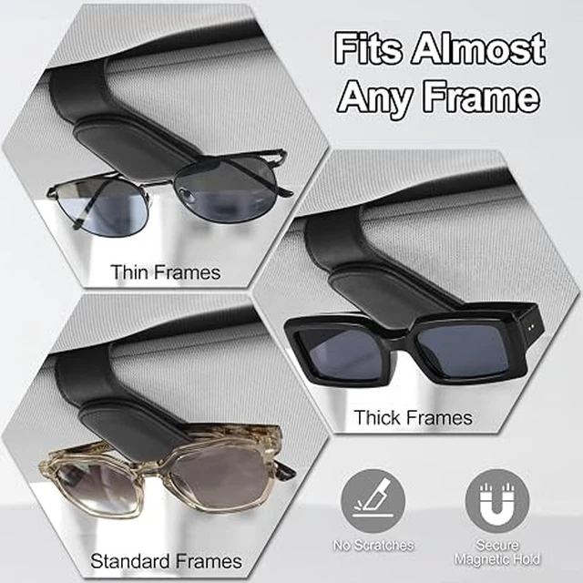 Alt view image 3 of 6 - Magnetic Leather Sunglass Holder for Car, Eyeglasses Clip for Visor(Black)