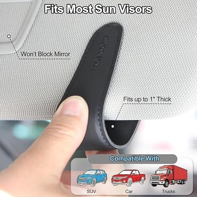 Alt view image 4 of 6 - Magnetic Leather Sunglass Holder for Car, Eyeglasses Clip for Visor(Black)