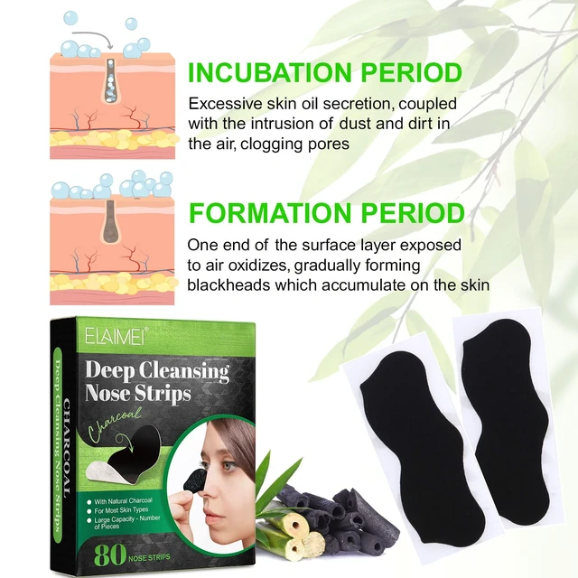 Alt view image 3 of 7 - Pore Strips,Natural Charcoal Deep Cleansing Pore Strips ,Nose Strips for Blackheads,Black Heads Removal for Nose Face,Deep Cleansing for All Skin Types(80pcs)