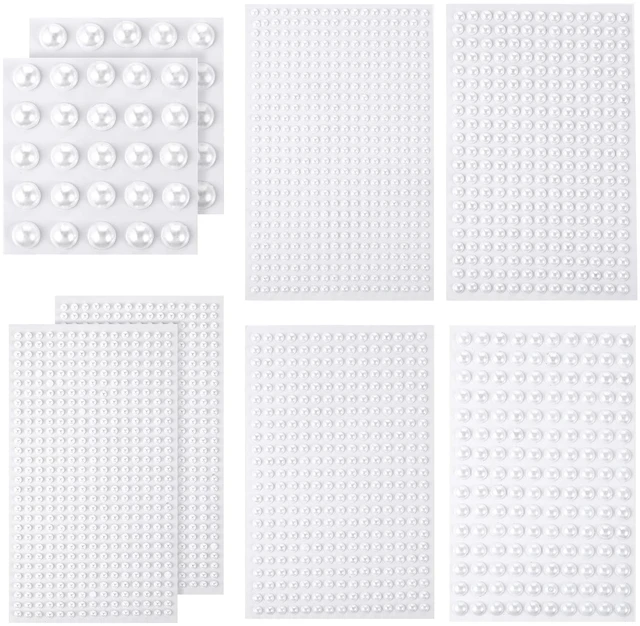 Main image of 2204 pcs Self-Adhesive Pearl Stickers Flat Back Pearls for Crafts 8 Sheets Hair Pearls Stick On Decorative Pearl Gems for Hair Face Makeup Eye Nail Multiple Sizes 3mm/4mm/5mm/6mm/8mm/10mm