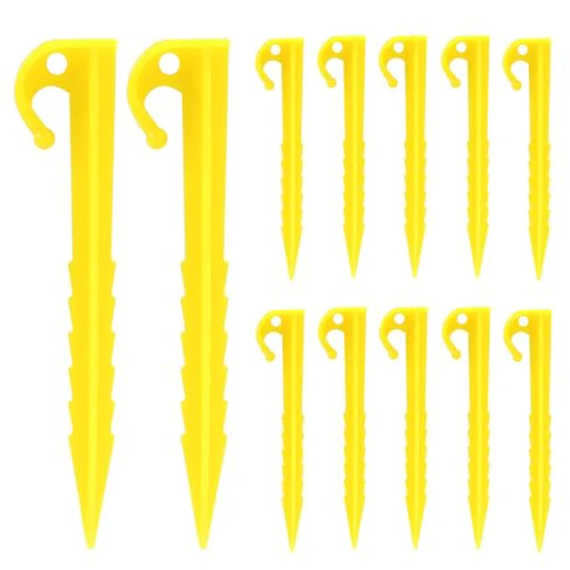 Alt view image 2 of 2 - 12 Pack Plastic Tent Stakes, 5.7 Inch Yellow