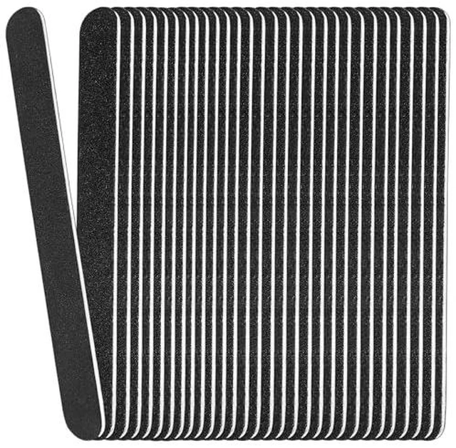 Alt view image 2 of 7 - Board Nail Files (24 Pack), 100/180 Grit Wooden Nail File for Natural Nails, 7 Inches Emory Filers Manicure Tool Set Disposable Nail File for Home Salon Black