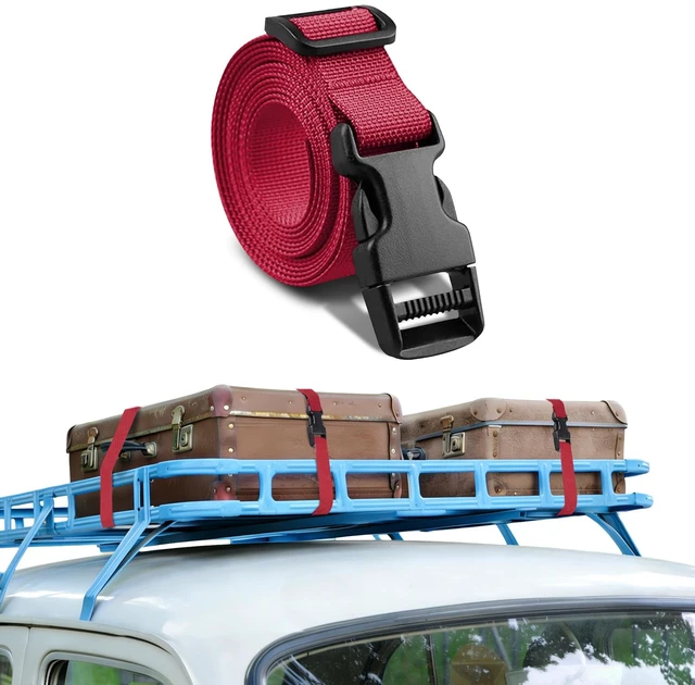Main image of Tie Down Strap, Ratchet Straps, Heavy Duty Utility Straps with Quick Release Buckle, Car Nylon Adjustable Cam Buckle Tie-Down Strap for Motorcycle Cargo Trailer Luggage (Red)