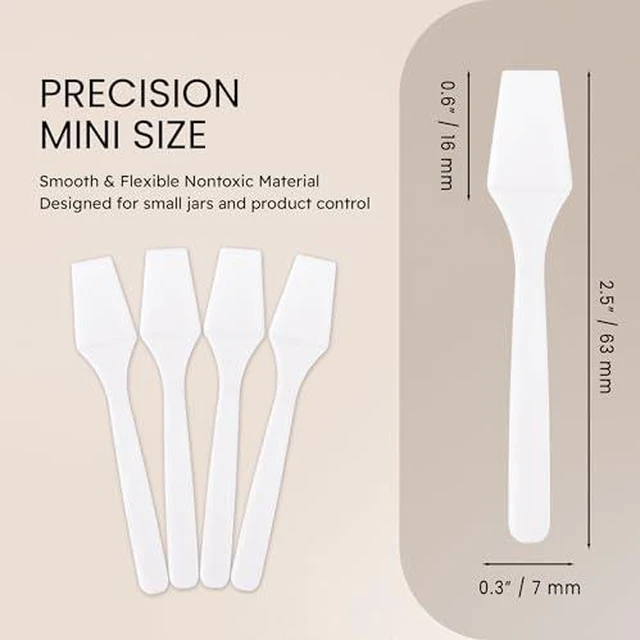 Alt view image 3 of 7 - 100pcs Brand Cosmetic Make Up Disposable Plastic 2.5" Spatulas Skin Care Facial Cream Mask Spatula (100 Pieces in a Container) (WHITE)