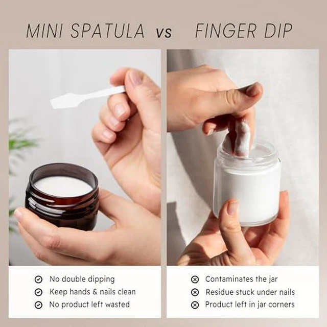 Alt view image 4 of 7 - 100pcs Brand Cosmetic Make Up Disposable Plastic 2.5" Spatulas Skin Care Facial Cream Mask Spatula (100 Pieces in a Container) (WHITE)