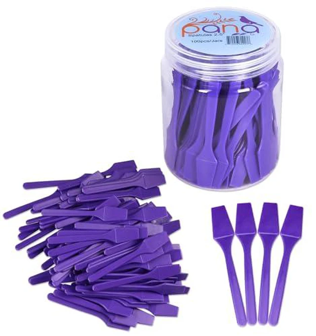 Alt view image 6 of 7 - 100pcs Brand Cosmetic Make Up Disposable Plastic 2.5" Spatulas Skin Care Facial Cream Mask Spatula (100 Pieces in a Container) (WHITE)