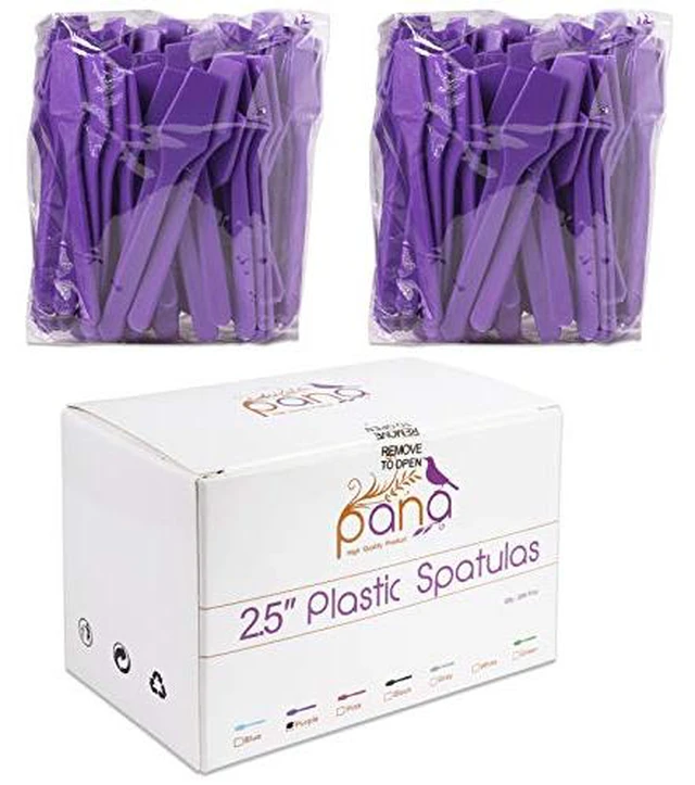 Alt view image 7 of 7 - 100pcs Brand Cosmetic Make Up Disposable Plastic 2.5" Spatulas Skin Care Facial Cream Mask Spatula (100 Pieces in a Container) (WHITE)