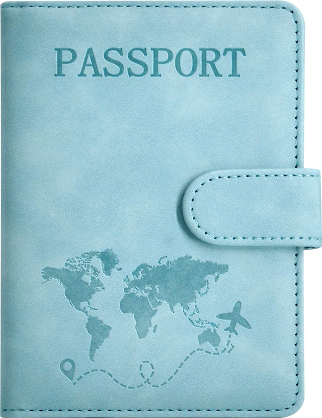 Main image of RFID Blocking Passport Cover & Compact Travel Wallet, Light Blue