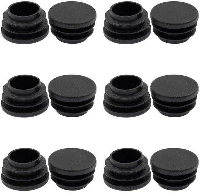 Main image of 12PCS 25mm (1 Inch) Round Black Plastic Plug End Cap
