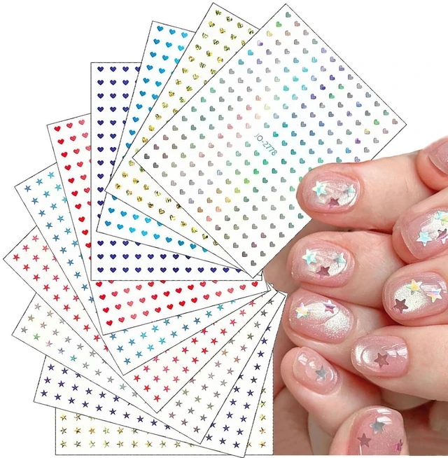 Main image of Mini Love Stickers for Nail Art, Little Heart Nail Stickers Little Five-pointed Star Nail Art Decals Mini Heart Star Sticker for Manicure Cup Mobile Phone Greeting Card Decoration