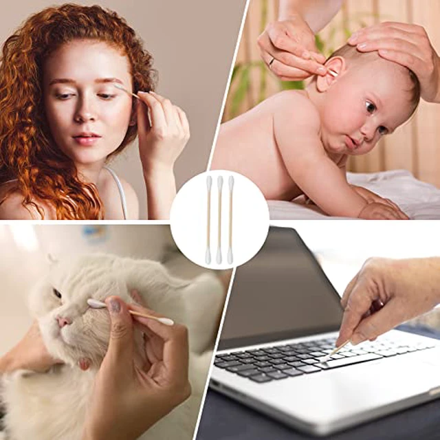 Alt view image 5 of 7 - 300 Pcs Cotton Swabs Set For Pet Owners, 100 Pcs 6 Inch Long Cotton Swabs & 200 Pcs Cotton Swabs, Pet Supplies For Dogs Cats, Eyes Ears & Nose Cleaning Solution
