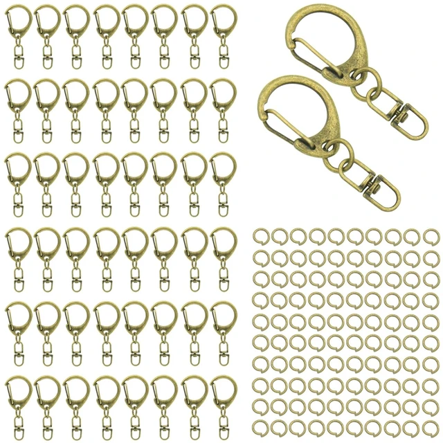 Main image of 50 Sets Lobster Claw Clasps Keychain Clip D-snap Hook Clips with Swivel Snap and Open Jump Rings Bronze for DIY Making Trinket Crafts Diameter 0.7inch (18mm)