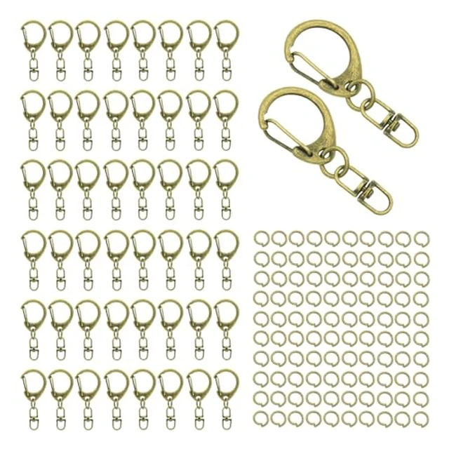 Alt view image 2 of 5 - 50 Sets Lobster Claw Clasps Keychain Clip D-snap Hook Clips with Swivel Snap and Open Jump Rings Bronze for DIY Making Trinket Crafts Diameter 0.7inch (18mm)