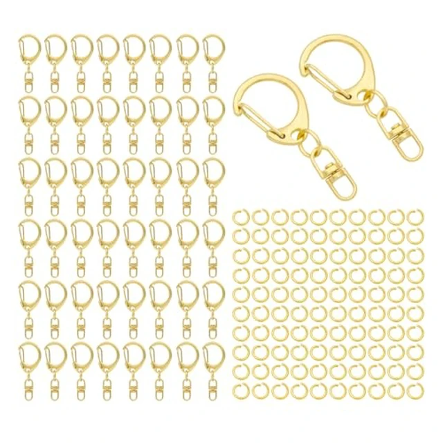 Alt view image 3 of 5 - 50 Sets Lobster Claw Clasps Keychain Clip D-snap Hook Clips with Swivel Snap and Open Jump Rings Bronze for DIY Making Trinket Crafts Diameter 0.7inch (18mm)