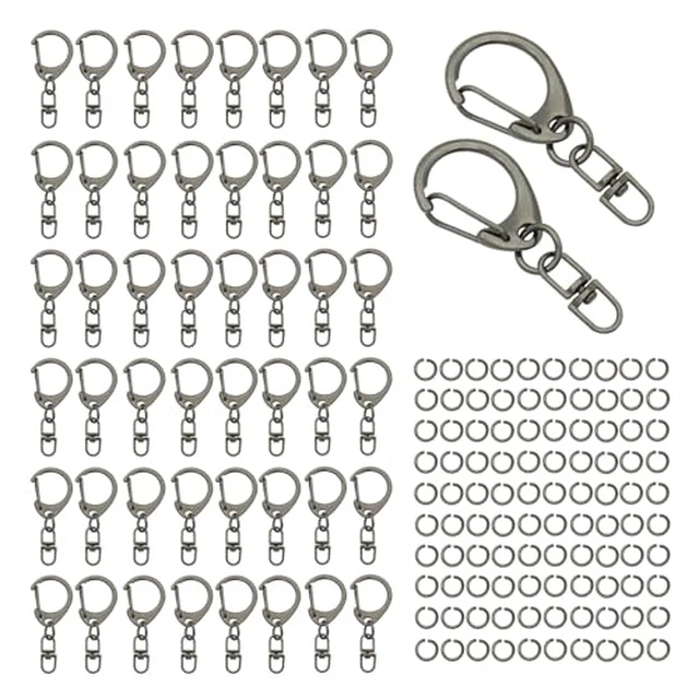 Alt view image 4 of 5 - 50 Sets Lobster Claw Clasps Keychain Clip D-snap Hook Clips with Swivel Snap and Open Jump Rings Bronze for DIY Making Trinket Crafts Diameter 0.7inch (18mm)