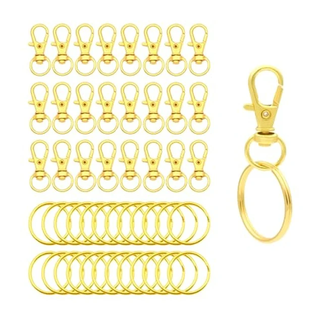Alt view image 4 of 7 - Swivel Snap Hooks with Split Key Rings Premium Metal Silver Lobster Claw Trigger Clasps for Keychain Clip Lanyard Bag Purse Tag Jewelry Making Crafts