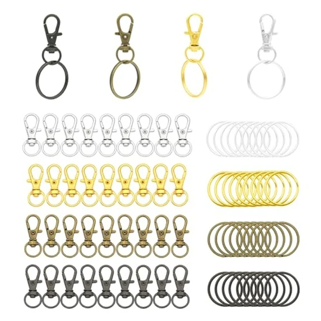 Alt view image 5 of 7 - Swivel Snap Hooks with Split Key Rings Premium Metal Silver Lobster Claw Trigger Clasps for Keychain Clip Lanyard Bag Purse Tag Jewelry Making Crafts