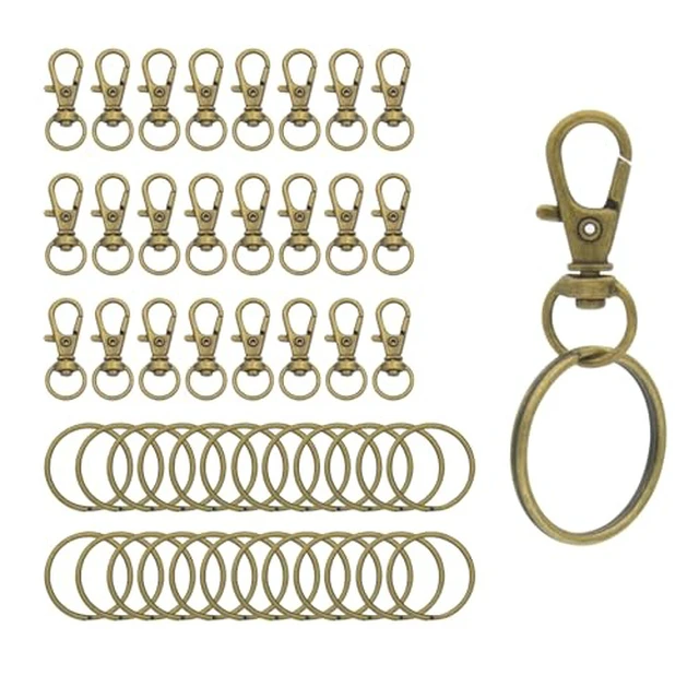 Alt view image 6 of 7 - Swivel Snap Hooks with Split Key Rings Premium Metal Silver Lobster Claw Trigger Clasps for Keychain Clip Lanyard Bag Purse Tag Jewelry Making Crafts