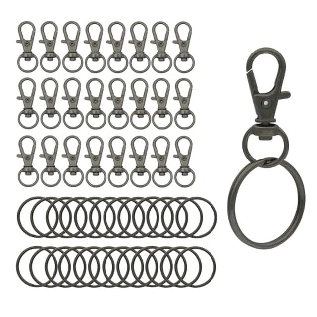 Alt view image 7 of 7 - Swivel Snap Hooks with Split Key Rings Premium Metal Silver Lobster Claw Trigger Clasps for Keychain Clip Lanyard Bag Purse Tag Jewelry Making Crafts