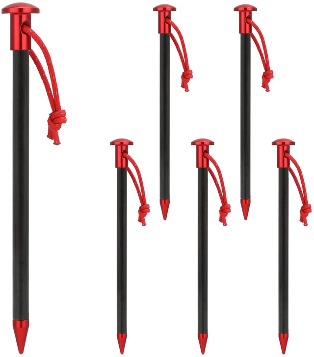 Main image of 6 Pack Carbon Core Tent Stakes 6 Inch Ultralight Carbon Camping Stakes with Aluminum Shell Tent Pegs with Nylon Cord for Backpacking Hiking