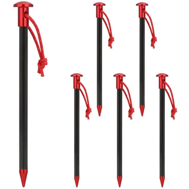 Alt view image 2 of 3 - 6 Pack Carbon Core Tent Stakes 6 Inch Ultralight Carbon Camping Stakes with Aluminum Shell Tent Pegs with Nylon Cord for Backpacking Hiking