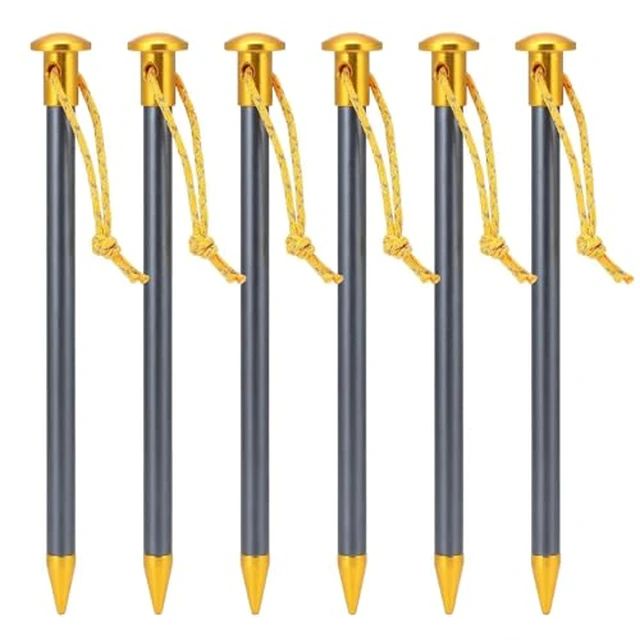 Alt view image 3 of 3 - 6 Pack Carbon Core Tent Stakes 6 Inch Ultralight Carbon Camping Stakes with Aluminum Shell Tent Pegs with Nylon Cord for Backpacking Hiking