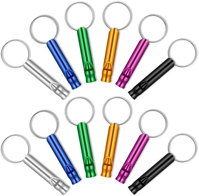 Main image of Emergency Keychain, 12 Pcs Aluminum Bear Whistle with Key Ring, Loud Survival Safety Whistle for Outdoor Camping, Hiking, Hunting (6 Colors)
