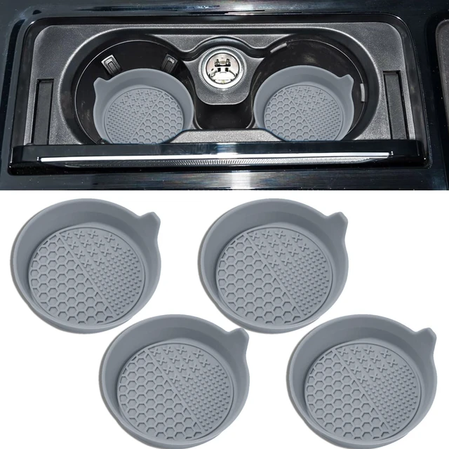 Main image of 4PCS Car Cup Holder Coaster, Silicone Non-Slip Vehicle Insert Water Bottle Mat, Universal Insulation Drink Cup Pad Decor for SUV/Sedan/Truck, Automotive Interior Accessories (Gray)