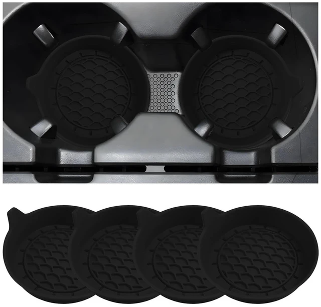 Main image of 4 PCS Car Cup Holder Coaster, Non-Slip Silicone Auto Mug Mat Shockproof Insert Cup Coaster, Sift-Proof Spill Holder Water Bottle Pad Interior Car Accessories for Women Men (Black)