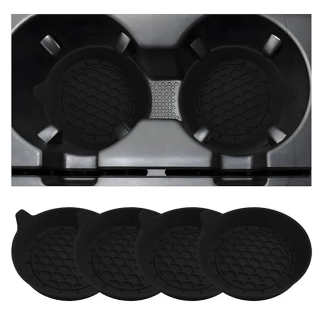 Alt view image 2 of 2 - 4 PCS Car Cup Holder Coaster, Non-Slip Silicone Auto Mug Mat Shockproof Insert Cup Coaster, Sift-Proof Spill Holder Water Bottle Pad Interior Car Accessories for Women Men (Black)