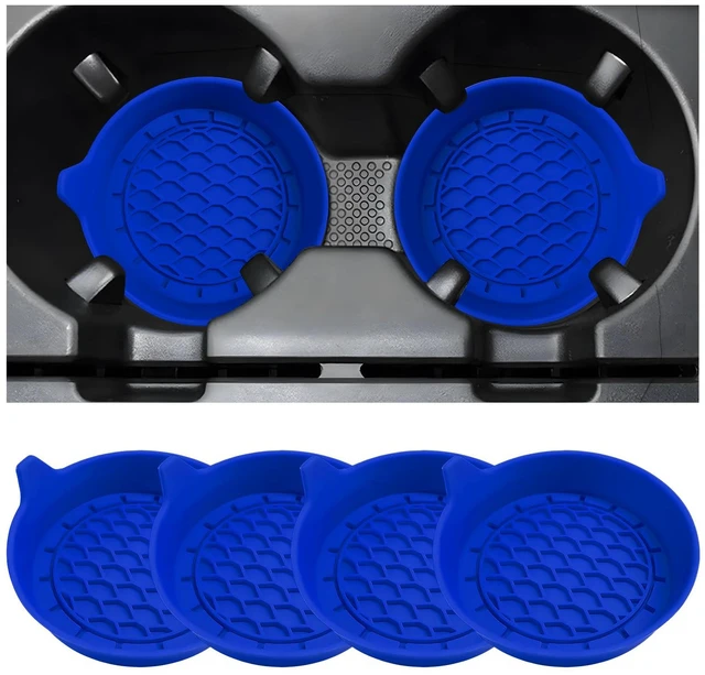 Main image of 4 PCS Car Cup Holder Coaster, Non-Slip Silicone Auto Mug Mat Shockproof Insert Cup Coaster, Sift-Proof Spill Holder Water Bottle Pad Interior Car Accessories for Women Men (Blue)